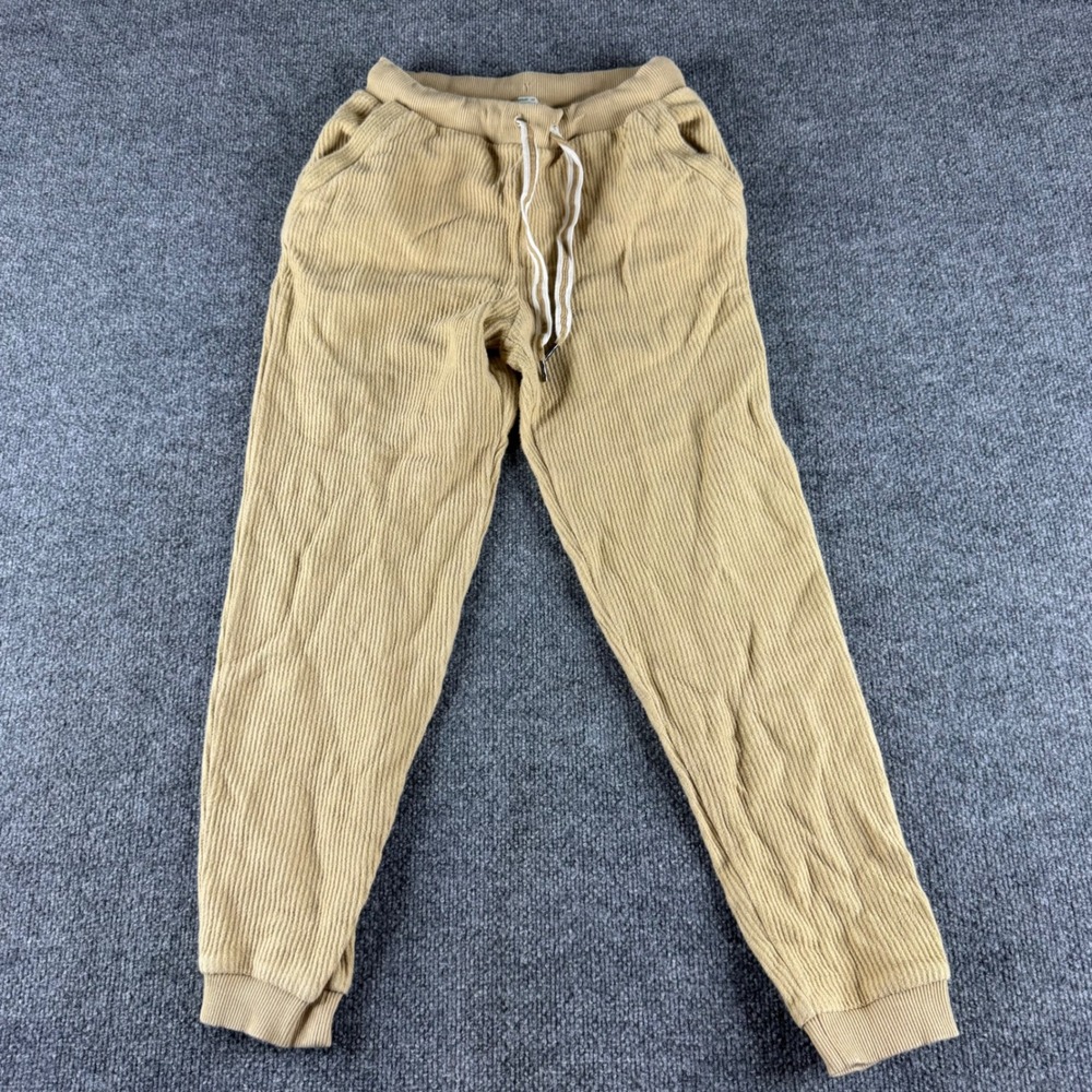 Aerie Tan Corduroy Joggers Women Small Beige Drawstring Ribbed Cuffs Pockets
